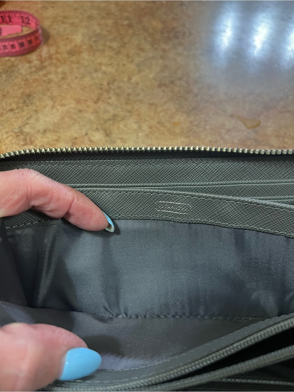 Coach Gray Signature Zip Wallet - Picture 5 of 6